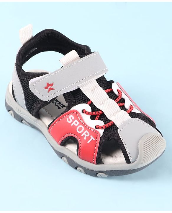 Cute Walk by Babyhug Velcro Closure Sandals With Sport Print - Red