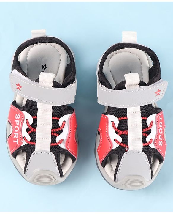 Cute Walk by Babyhug Velcro Closure Sandals With Sport Print - Red