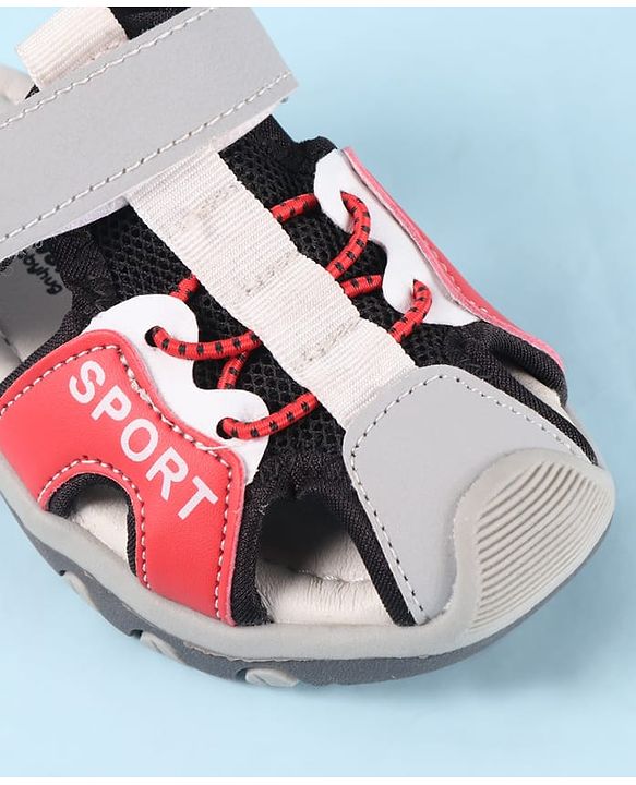 Cute Walk by Babyhug Velcro Closure Sandals With Sport Print - Red