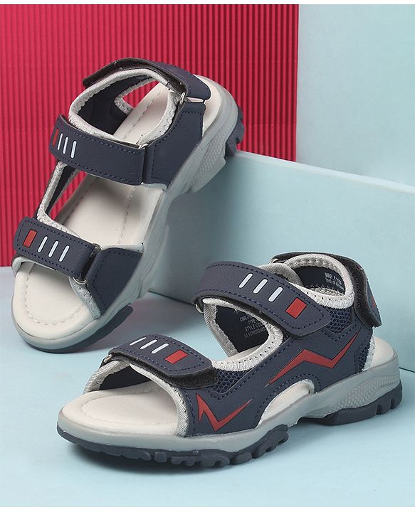Cute Walk by Babyhug Sandals with Velcro Closure - Navy Blue & Orange