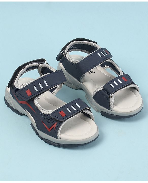 Cute Walk by Babyhug Sandals with Velcro Closure - Navy Blue & Orange