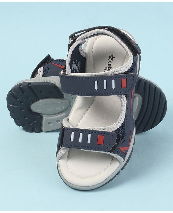 Cute Walk by Babyhug Sandals with Velcro Closure - Navy Blue & Orange