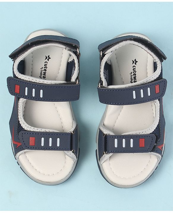 Cute Walk by Babyhug Sandals with Velcro Closure - Navy Blue & Orange