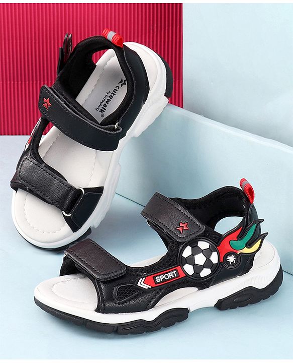 Cute Walk by Babyhug Sandals with Velcro Closure & 3D Applique - Black