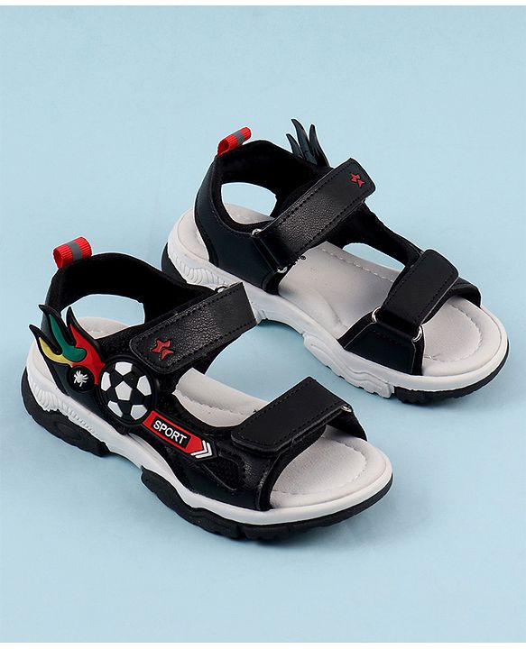 Cute Walk by Babyhug Sandals with Velcro Closure & 3D Applique - Black