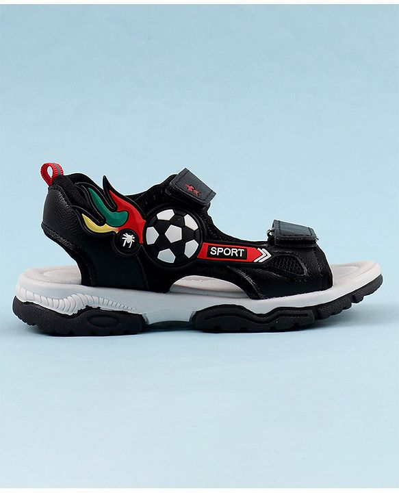 Cute Walk by Babyhug Sandals with Velcro Closure & 3D Applique - Black