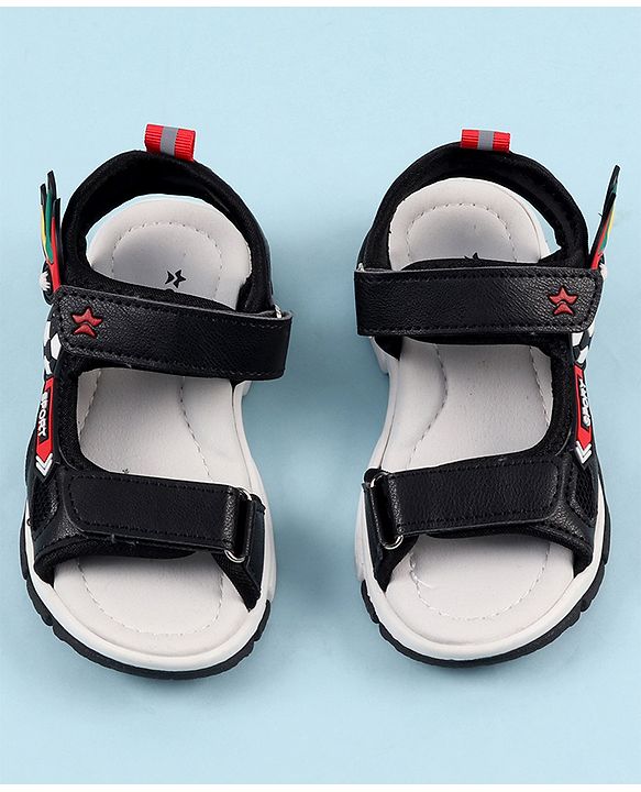 Cute Walk by Babyhug Sandals with Velcro Closure & 3D Applique - Black