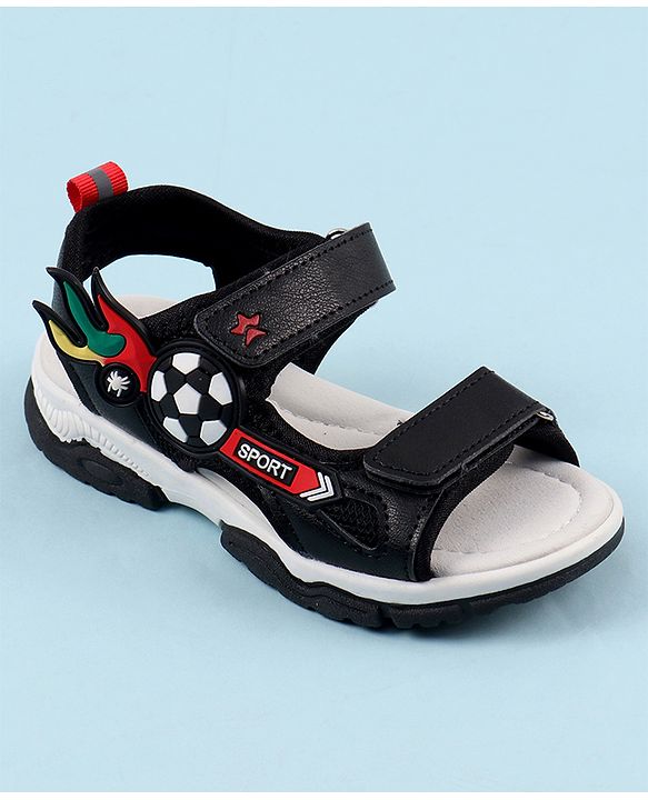 Cute Walk by Babyhug Sandals with Velcro Closure & 3D Applique - Black