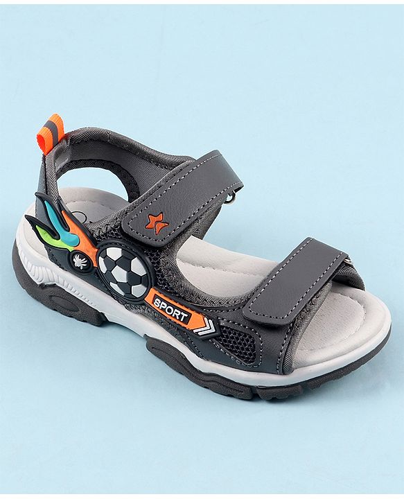 Cute Walk by Babyhug Sandals with Velcro Closure & 3D Applique - Black