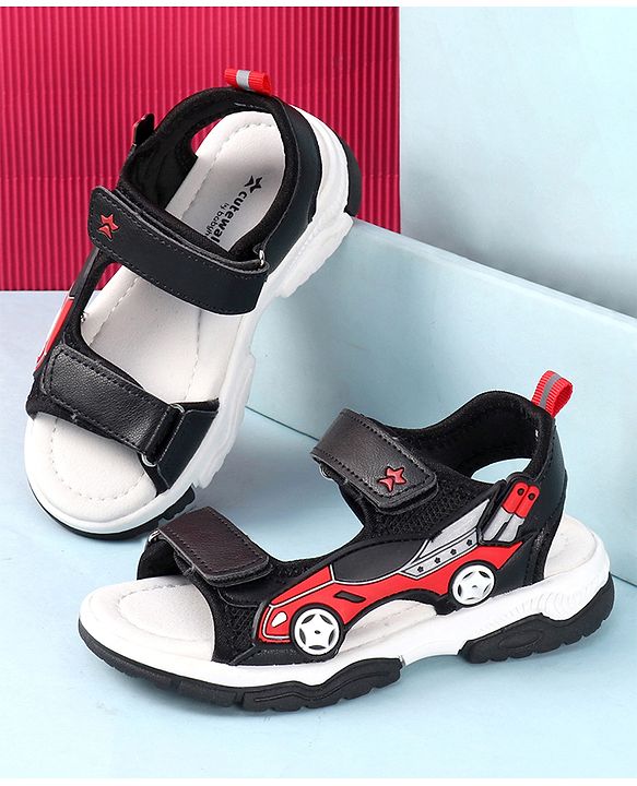 Cute Walk by Babyhug Sandals with Velcro Closure & 3D Applique - Black
