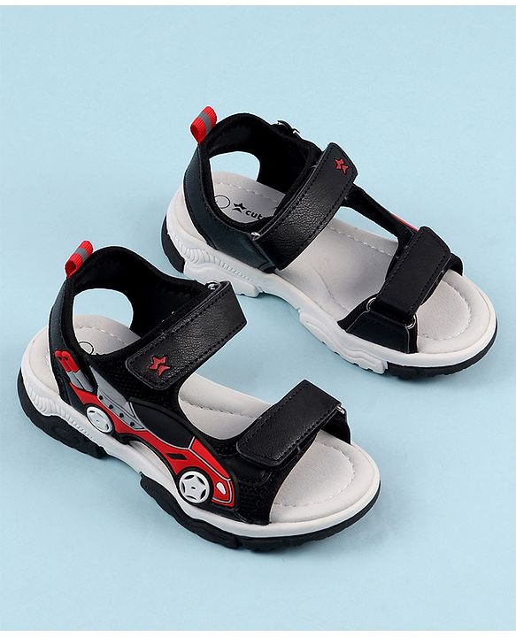 Cute Walk by Babyhug Sandals with Velcro Closure & 3D Applique - Black