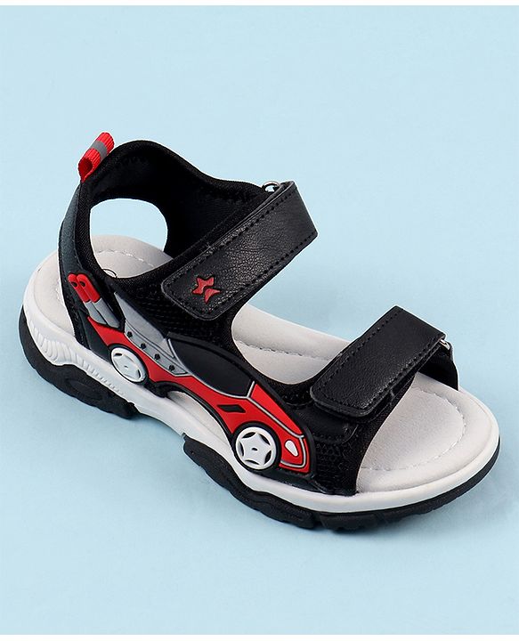 Cute Walk by Babyhug Sandals with Velcro Closure & 3D Applique - Black