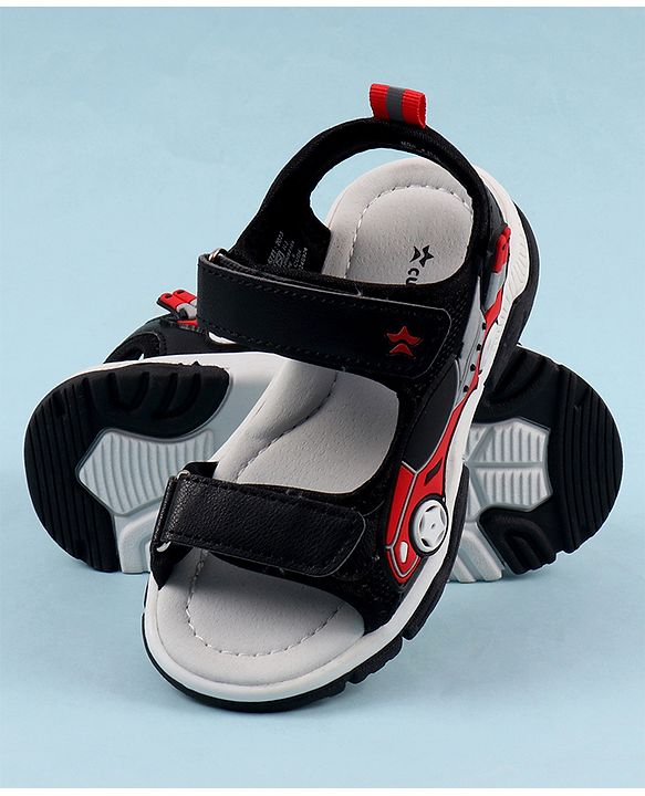 Cute Walk by Babyhug Sandals with Velcro Closure & 3D Applique - Black