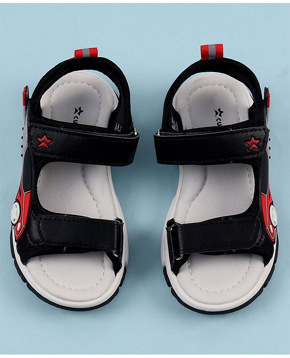 Cute Walk by Babyhug Sandals with Velcro Closure & 3D Applique - Black