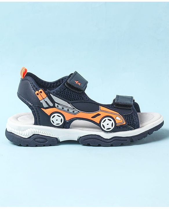 Cute Walk by Babyhug Sandals with Velcro Closure & 3D Applique - Black