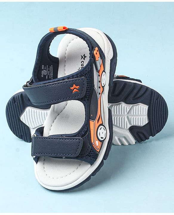 Cute Walk by Babyhug Sandals with Velcro Closure & 3D Applique - Black