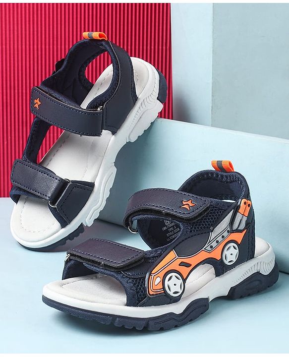Cute Walk by Babyhug Sandals with Velcro Closure & 3D Applique - Black