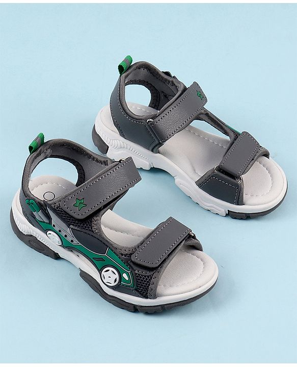 Cute Walk by Babyhug Sandals with Velcro Closure & 3D Applique - Black