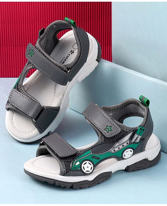 Cute Walk by Babyhug Sandals with Velcro Closure & 3D Applique - Black