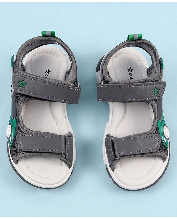 Cute Walk by Babyhug Sandals with Velcro Closure & 3D Applique - Black