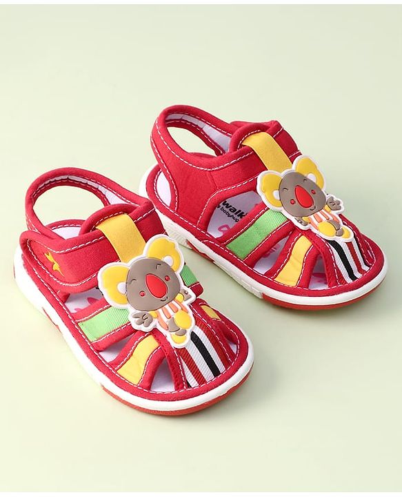 Cute Walk by Babyhug Sandals With Velcro Closure & Koala Applique - Red