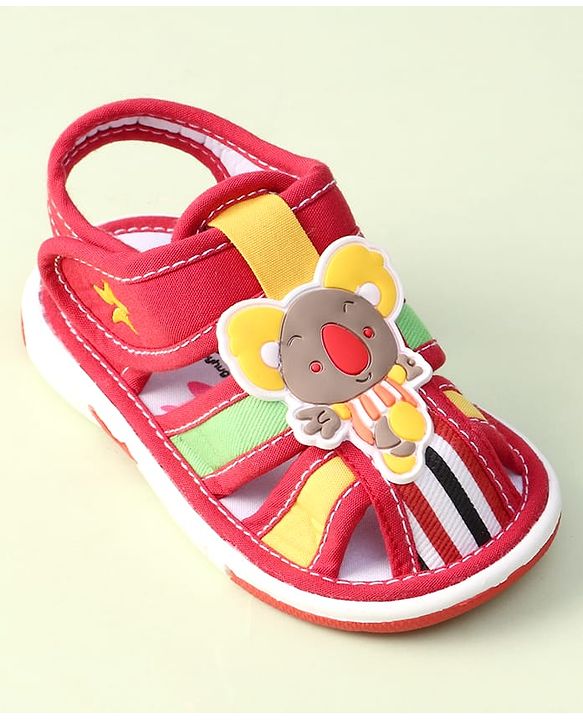 Cute Walk by Babyhug Sandals With Velcro Closure & Koala Applique - Red