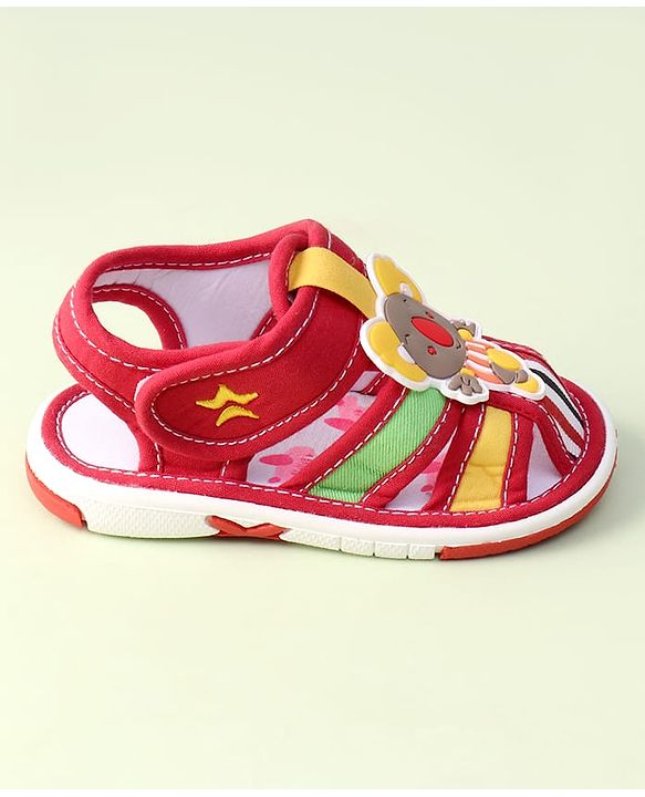Cute Walk by Babyhug Sandals With Velcro Closure & Koala Applique - Red