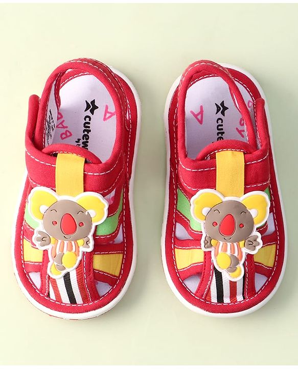 Cute Walk by Babyhug Sandals With Velcro Closure & Koala Applique - Red