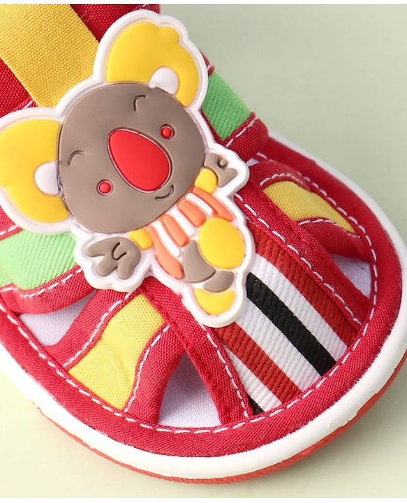 Cute Walk by Babyhug Sandals With Velcro Closure & Koala Applique - Red