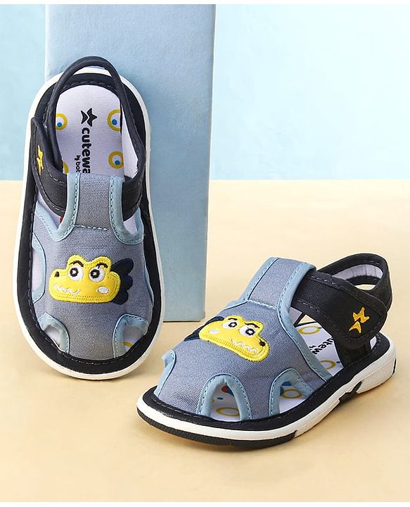 Cute Walk by Babyhug Sandals with Velcro Closure & Croco Patch - Navy Blue