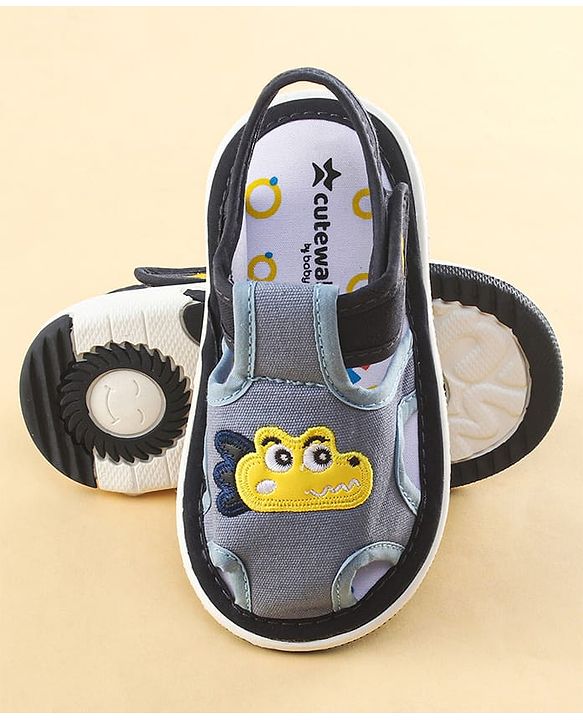 Cute Walk by Babyhug Sandals with Velcro Closure & Croco Patch - Navy Blue