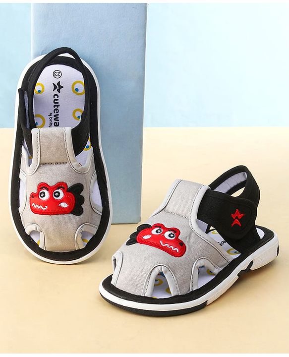 Cute Walk by Babyhug Sandals with Velcro Closure & Croco Patch - Navy Blue