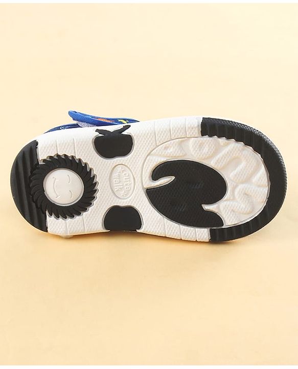 Cute Walk by Babyhug Sandals with Velcro Closure Car Print & Lion Applique - Blue