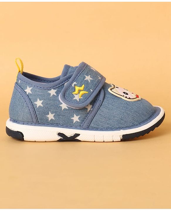 Cute Walk by Babyhug Casual Shoes with Velcro Closure Star Print & Kitty Applique - Blue