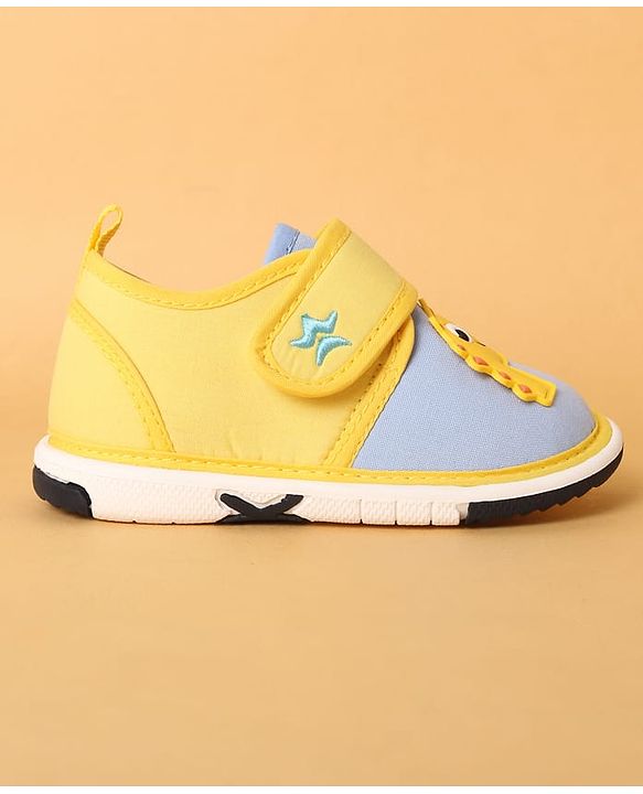 Cute Walk by Babyhug Casual Shoes with Dino Applique - Yellow & Light Blue