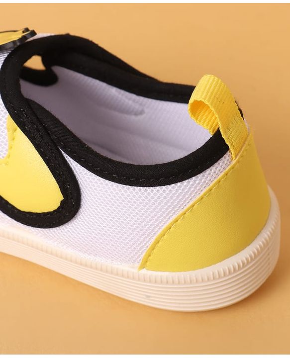 Cute Walk by Babyhug Casual Shoes with Velcro Closure & Fireball Applique - White & Yellow