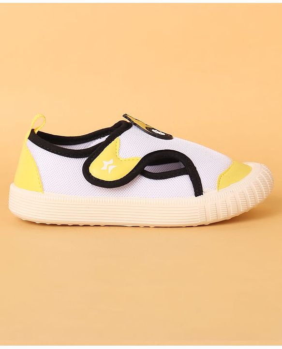 Cute Walk by Babyhug Casual Shoes with Velcro Closure & Fireball Applique - White & Yellow