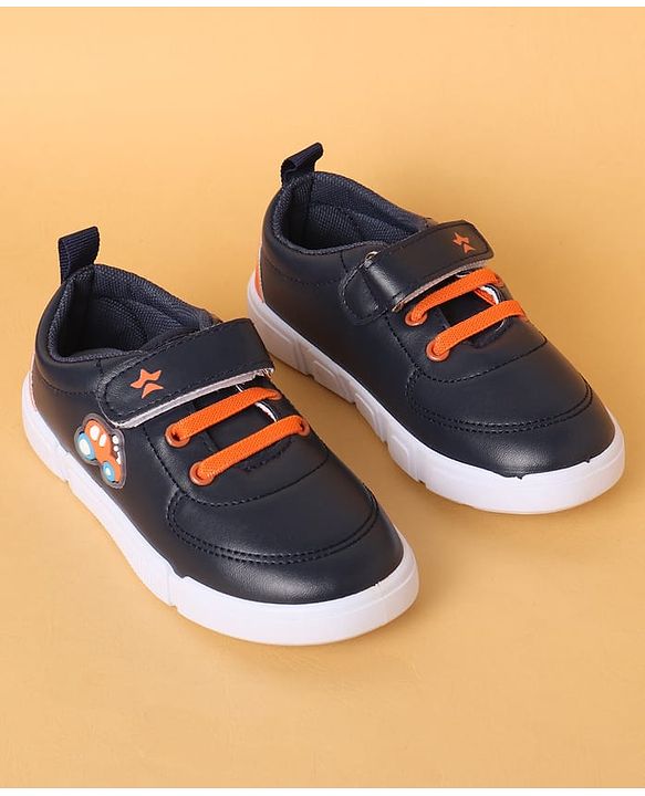 Cute Walk by Babyhug Casual Shoes with Velcro Closure & Car Applique - Navy Blue