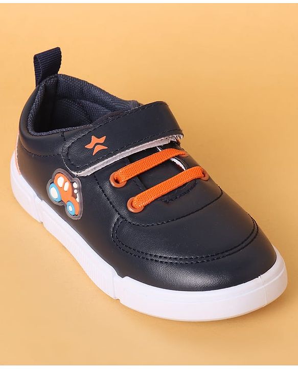 Cute Walk by Babyhug Casual Shoes with Velcro Closure & Car Applique - Navy Blue