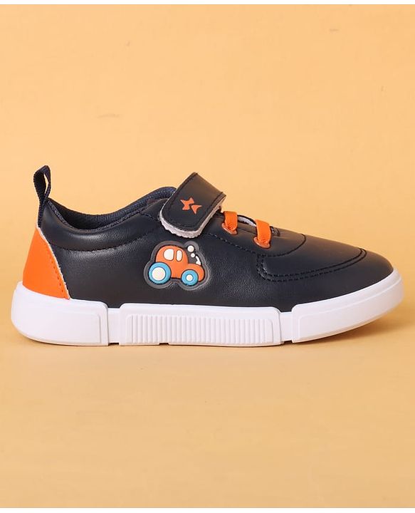 Cute Walk by Babyhug Casual Shoes with Velcro Closure & Car Applique - Navy Blue