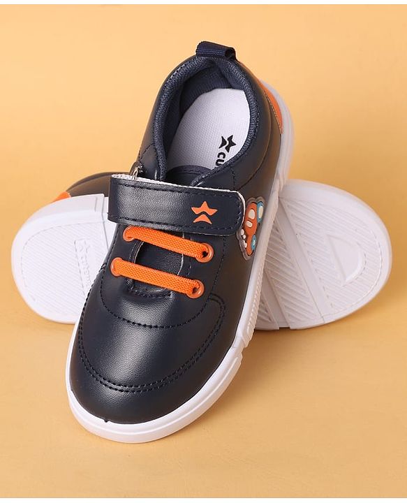 Cute Walk by Babyhug Casual Shoes with Velcro Closure & Car Applique - Navy Blue