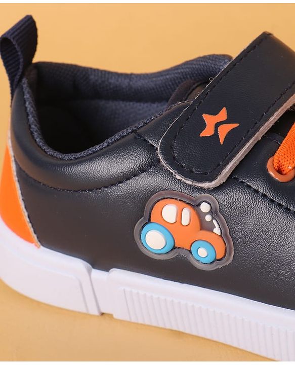 Cute Walk by Babyhug Casual Shoes with Velcro Closure & Car Applique - Navy Blue