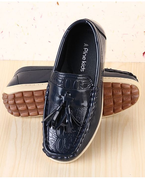 Pine Kids Slip On Textured Loafers - Navy Blue