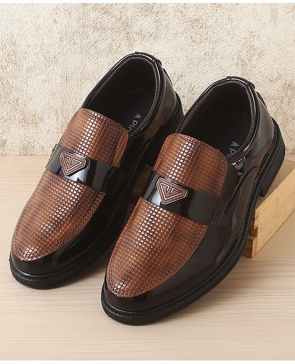 Pine Kids Solid Coloured Formal & Party Wear Shoes - Brown