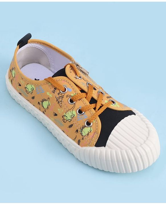 Cute Walk by Babyhug Lace Up Casual Shoes with Dino Print - Grey