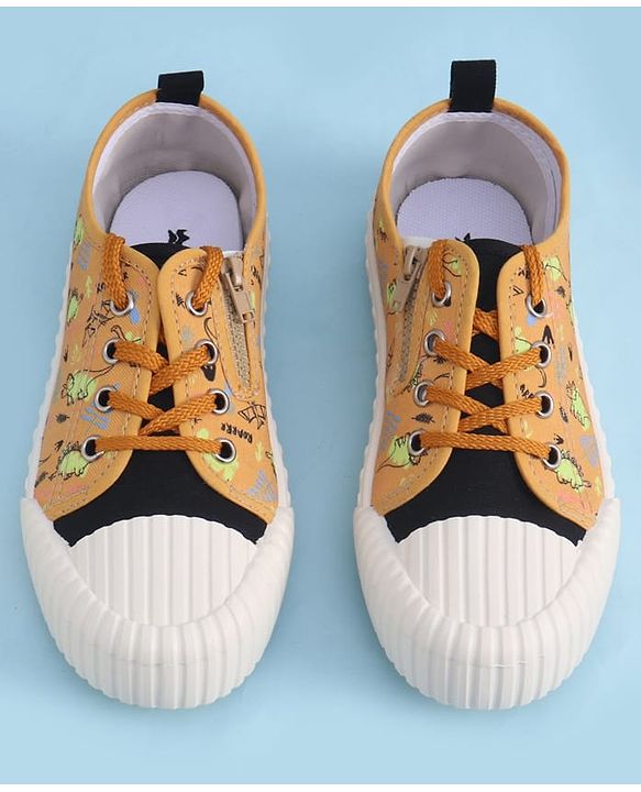Cute Walk by Babyhug Lace Up Casual Shoes with Dino Print - Grey