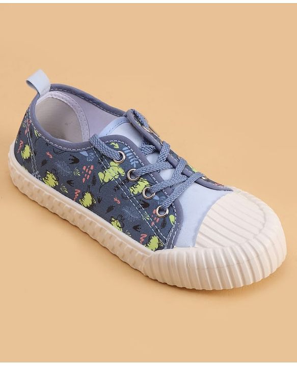Cute Walk by Babyhug Lace Up Casual Shoes with Dino Print - Grey