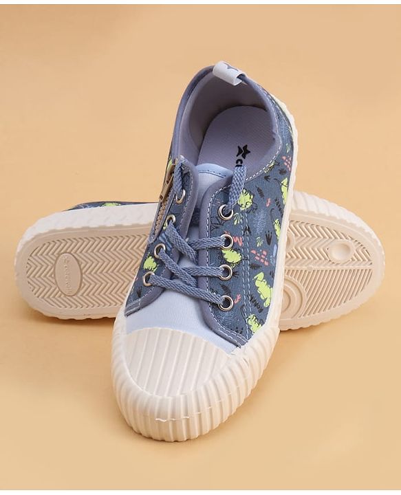 Cute Walk by Babyhug Lace Up Casual Shoes with Dino Print - Grey