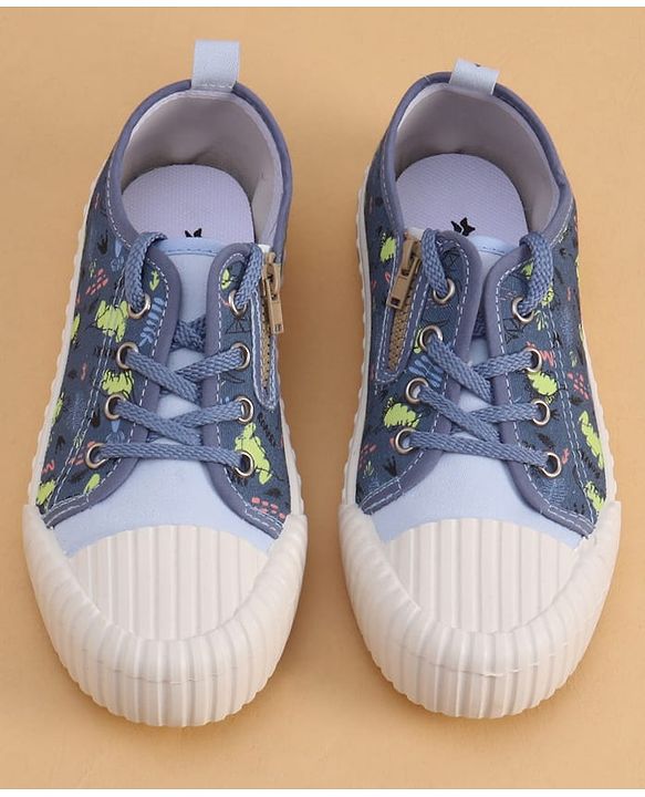 Cute Walk by Babyhug Lace Up Casual Shoes with Dino Print - Grey