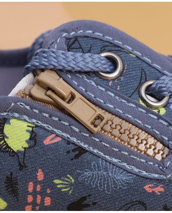 Cute Walk by Babyhug Lace Up Casual Shoes with Dino Print - Grey